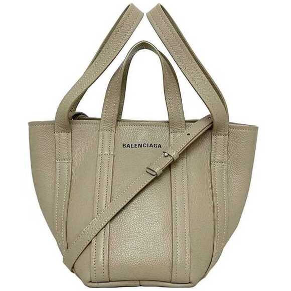 BALENCIAGA Beige Leather Shoulder Bag - Picture 1 of 10